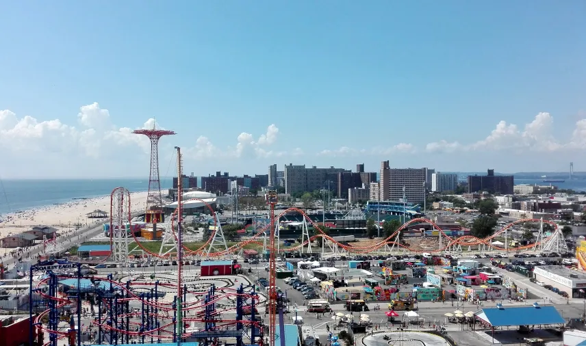 Picture of Coney Island amusement park and beach from ferris wheel