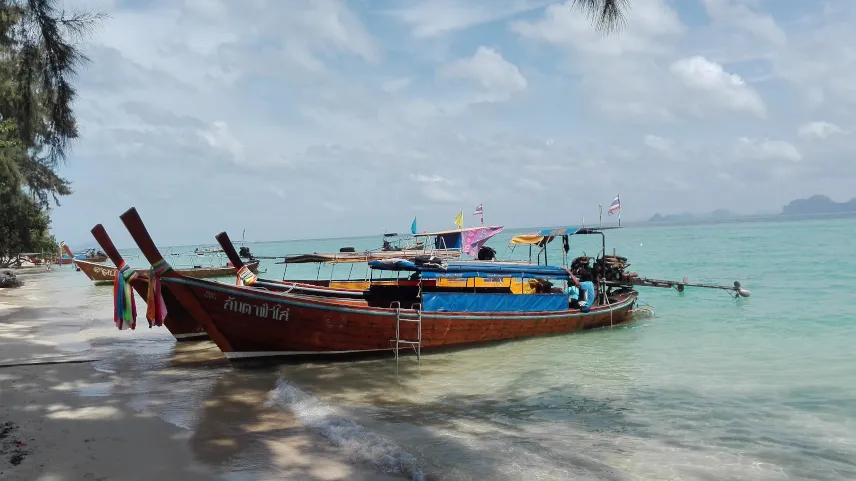 Longtail boats on Koh Muk beach