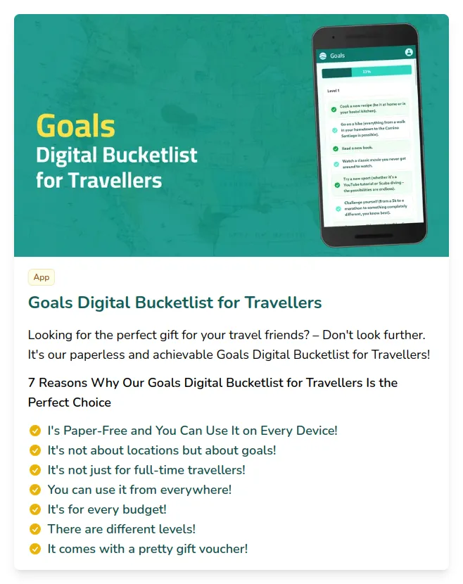 Picture of Goals – Digital Bucketlist for Travellers!