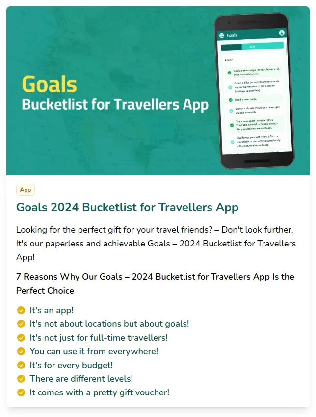 Picture of Goals Digital Bucketlist for Travellers