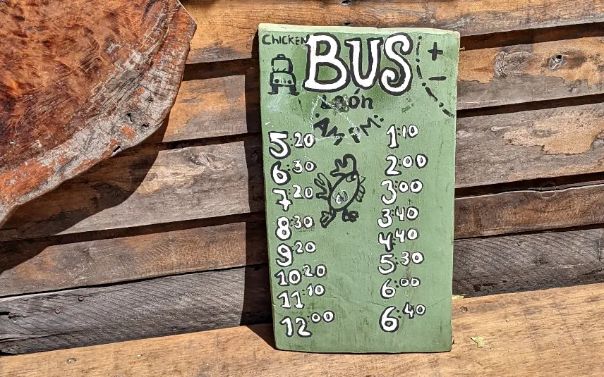 Picture of Bus schedule from Las Peñitas to Leon