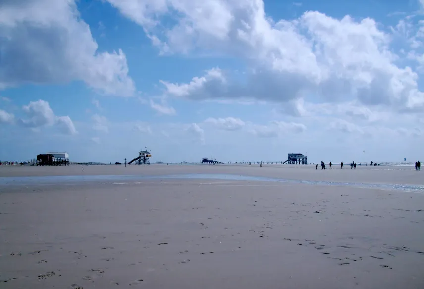 Picture of stilted restaurants on Sankt Peter-Ording beach