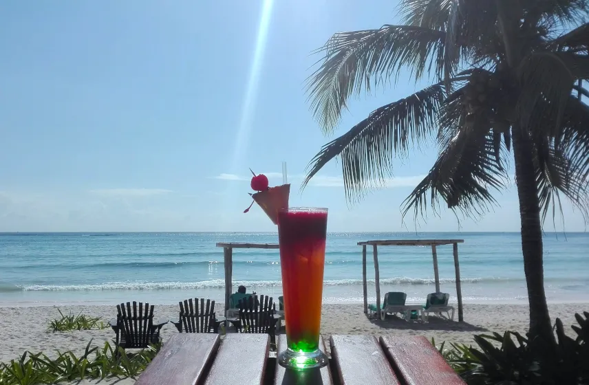 Picture of a cocktail at the beach