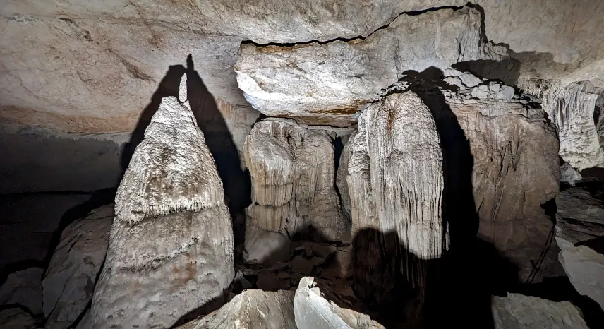 Picture of Stalactites and stalagmites in a cave