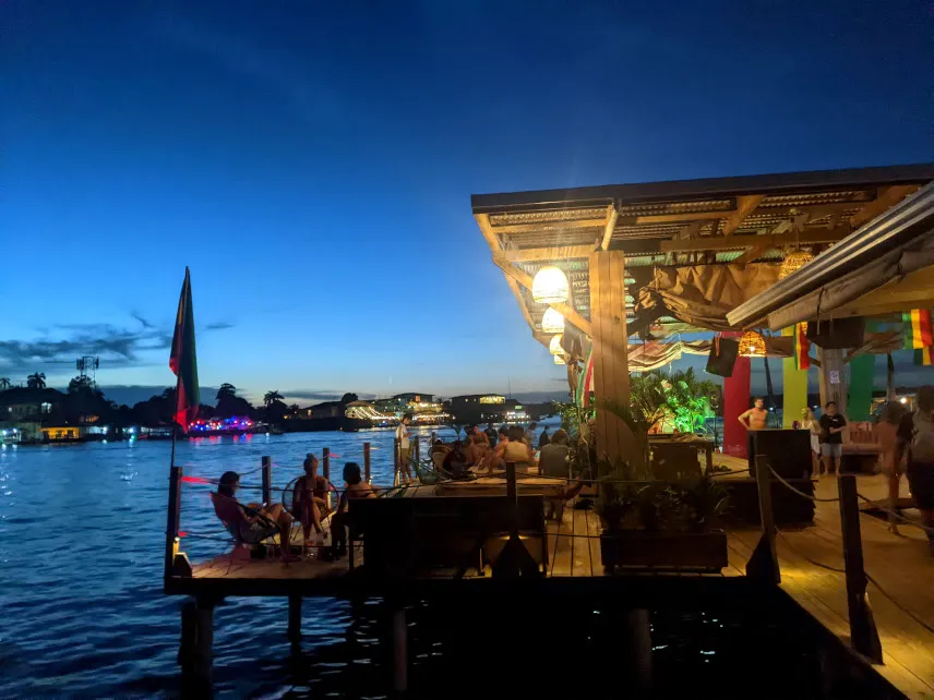 Picture of a restaurant at night on Bocas del toro