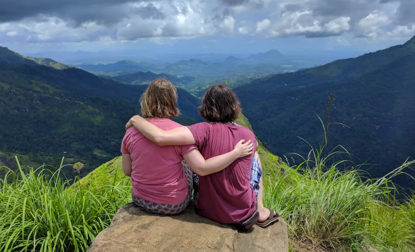 A picture of Carina and Philipp enjoying a mountain view