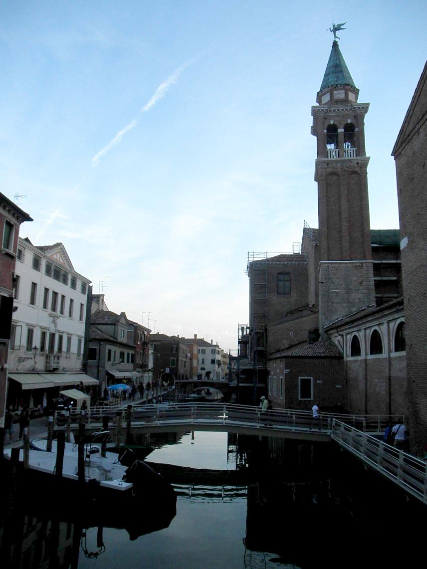 Picture of canal and church in Chioggia, Italy