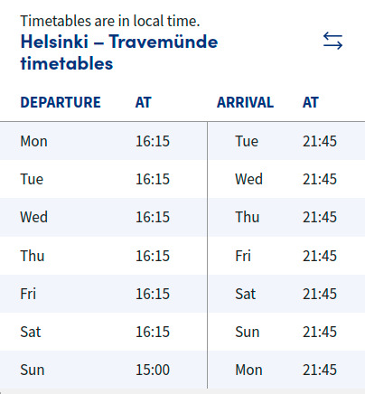 Picture of Helsinkie-Travemünde-Timetables