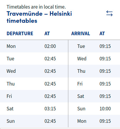 Picture of Travemünde-Helsinki-Timetables