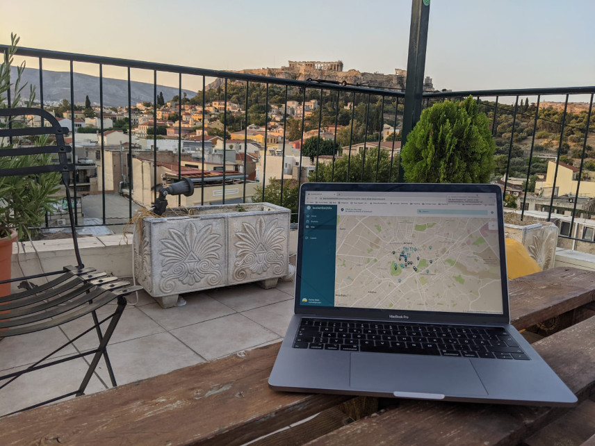 Bucketlist2life app used on a laptop in Athens